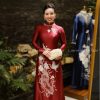 Áo dài mẹ cao cấp đỏ đô theu hoa sen kiotviet c56cc1827a016b629d2afdf339d40c0a