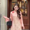 Áo dài lụa hà đông chữ thọ màu peach quan gấm xanh nhạt kiotviet cb71c618462cd870116bc40b5b13d020