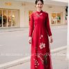 Áo dài đỏ thêu hoa sen kiotviet cc0919cdbc40f269e5494c04ab444fe8