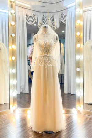 Set áo dài thiết kế màu champagne kiotviet cc8d0aace378984ee70f0d9d51124a89