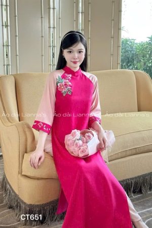 Áo dài hong sen thêu hoa tay Hồng phấn kiotviet d1222d6a1dea27cd49d53cbf939f59e4