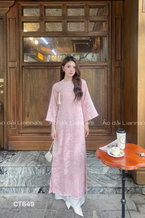 áo dài suông gấm hoa tiết tong Hồng kiotviet dd3d2864e445d19da035d1f1975052d9