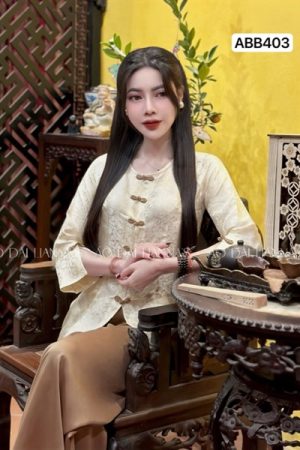 Áo bà ba lụa tơ tằm cao cấp màu be khuy áo tay loe (quan nâu) kiotviet dff39b07353fcdd43072f64bf12d21b4