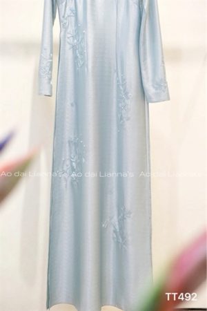 Áo dài truyền thống thêu hoa Vân gỗ xanh kiotviet e385b207306211910fe1b3ebf1fd5da9