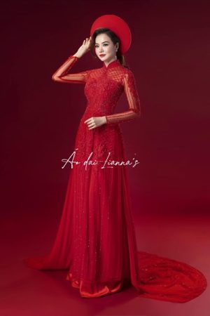 Áo dài cưới thiết kế đỏ cao cấp kiotviet e439b88043b87b37f8fbb40b2801c3ff