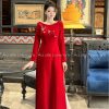 Áo dài nhung đỏ cổ thuyền kết hoa kiotviet edaa870c9dfbd4a7d9da4b2bbace978e