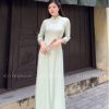 Áo dài truyen thống xanh mint hoa nhí kiotviet f235445209d4881bda8d3235cdca5271