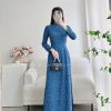 Áo dài gấm tơ hoa liễu xanh dương kiotviet f506ecfd0be631d54f51470d12dc942e