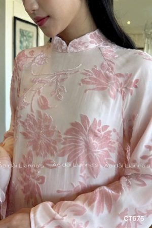 Áo dài cách tan Hồng Nhung hoa kiotviet f711626fe5a0595bb346c1527e170917
