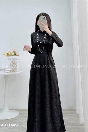 Áo dài gấm tơ hoa màu đen kiotviet fc838167a085c829626db01ff830fe19